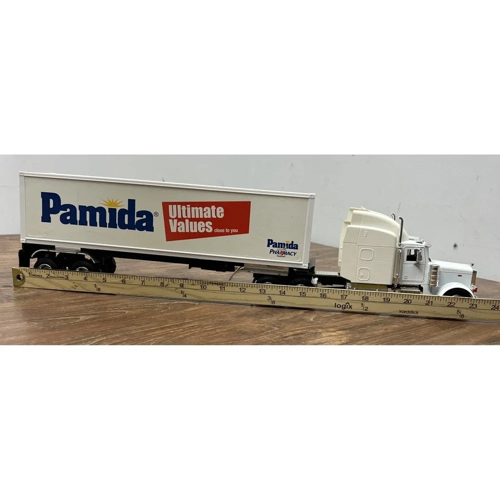 Diecast RARE Boley Peterbilt Pamida Store Semi Truck and‎ Trailer Plastic White